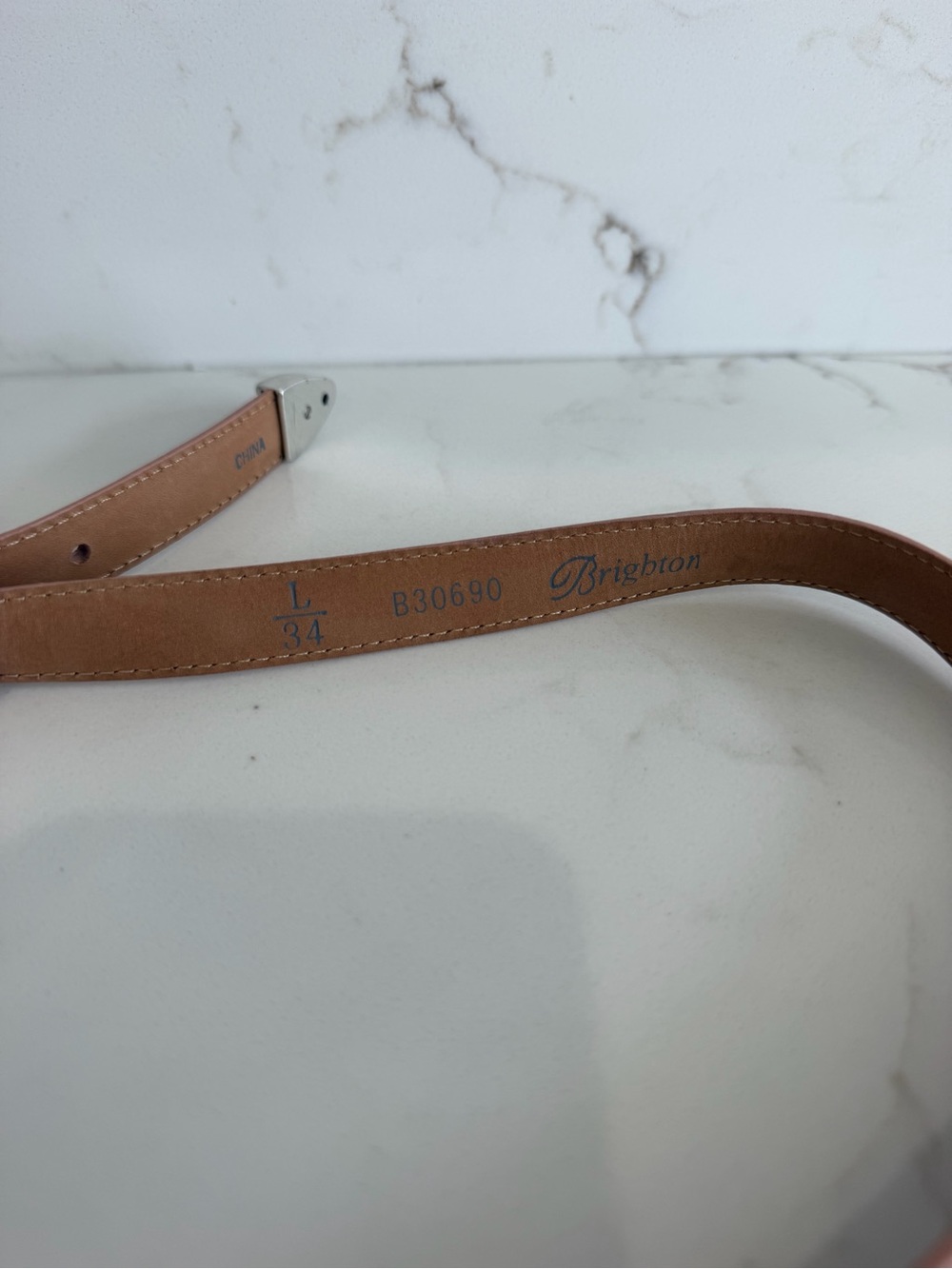 Vintage Brighton Pink Leather Western Floral Buckle Belt Size Large - Picture 5 of 6